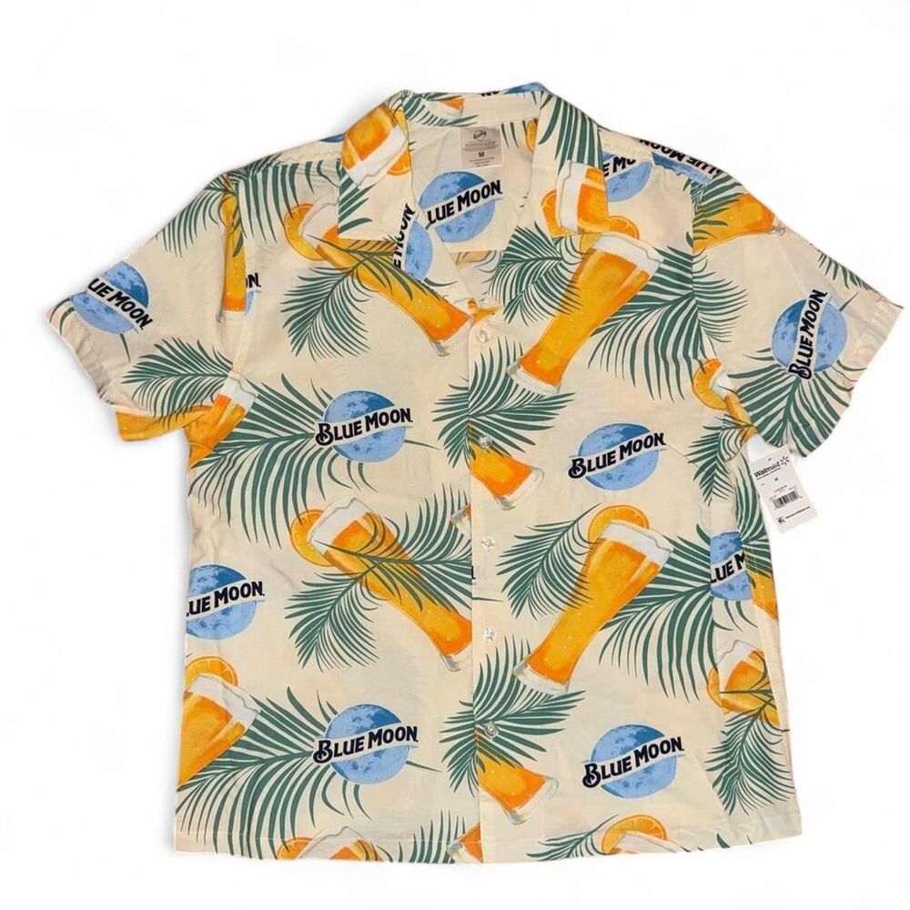Blue Moon Official Licensed Hawaiian Tropical Button Up Shirt - Medium NWT